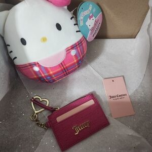 Juicy Couture Fuschia Card Holder & NWT Hello Kitty Squishmallow Bundle